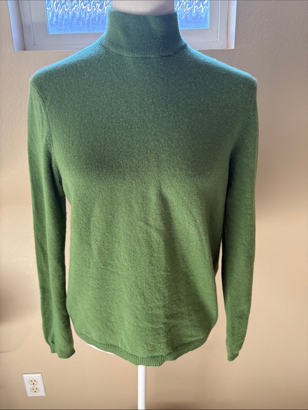 Charter Club 2 Ply 100% Cashmere Green Turtleneck Sweater